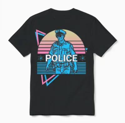 Police Retro Police Officer Unisex T-Shirt - Black