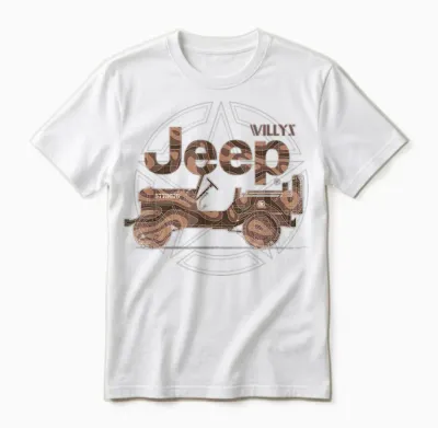 Jeep Willys Ma Star T-Shirt, Black Unisex T-Shirt - White
