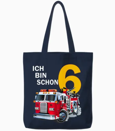 Children's 6th Birthday Boy Gift Idea Outfit Ich Bin Schon 6 T-Shirt, Black Tote Bags - Navy