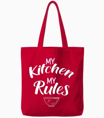 My Kitchen My Rules Bakers Cooking Tote Bags - Red
