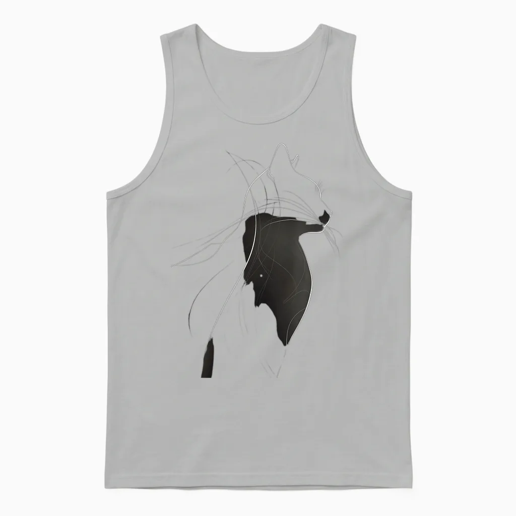 Stylish Cat Silhouette Pattern T-Shirt, Black, S Unisex Tank Top in Ash