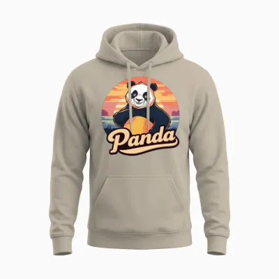 Funny Panda Retro Vintage Unisex Hoodie - Sand