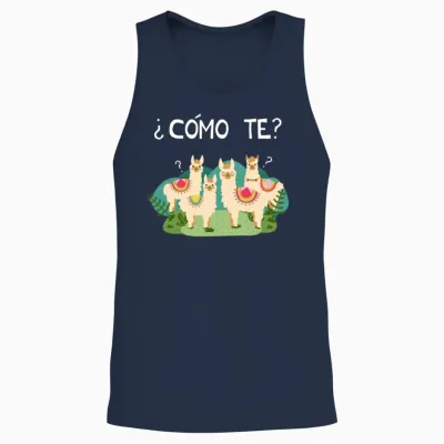 Funny Spanish Como Te Llama Llama Unisex Tank Top - Navy