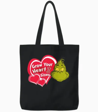 Dr. Seuss Grinch Grow Your Heart Tote Bags - Black