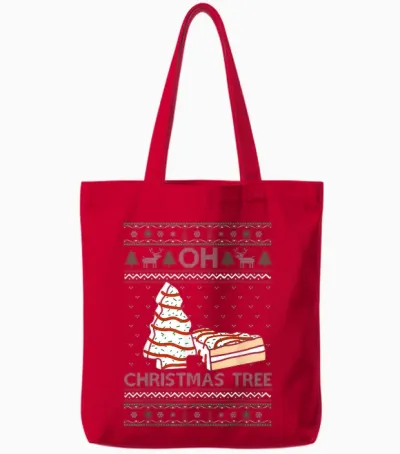 Oh Christmas Tree Cakes Debbie Becky Jen Cake Lovers Xmas Tote Bags - Red