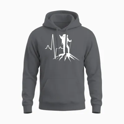 Hiking Heartbeat Unisex Hoodie - Charcoal