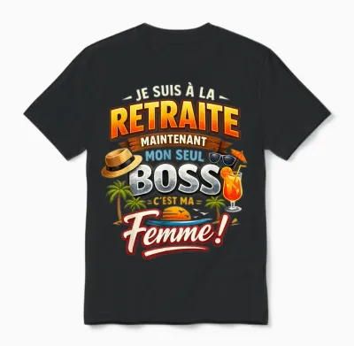 Cadeau Départ Retraite Retraité Homme Mon Seul Boss Ma Femme Unisex T-Shirt - Black
