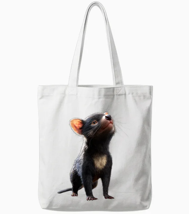 Tasmanian Devil Marsupial Tasmania Cute Prey Devil Tote Bags in White