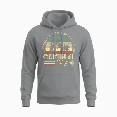 Vintage 1974 Retro 50th Birthday Unisex Hoodie - Sport Grey