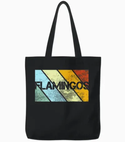 Flamingo Retro Tote Bags - Black