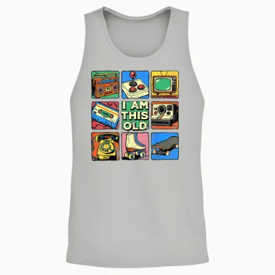 I Am This Old Retro Vintage Nostalgia 80s 90s Cassette Tape Unisex Tank Top - Ash