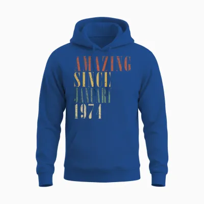January 1974 Vintage Birthday Present Unisex Hoodie - Royal