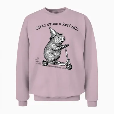 Off to Cause a Kerfuffle Funny Hamster Scooter Chaos Unisex Sweatshirt - Light Pink