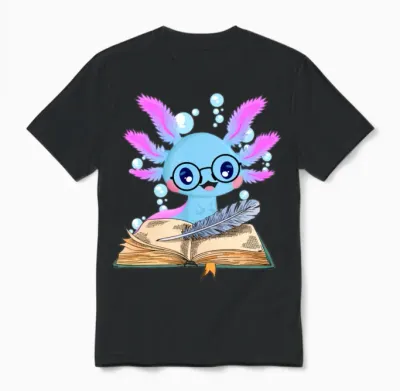 Read Book Axolotl Reading Boo Lizard Unisex T-Shirt - Black