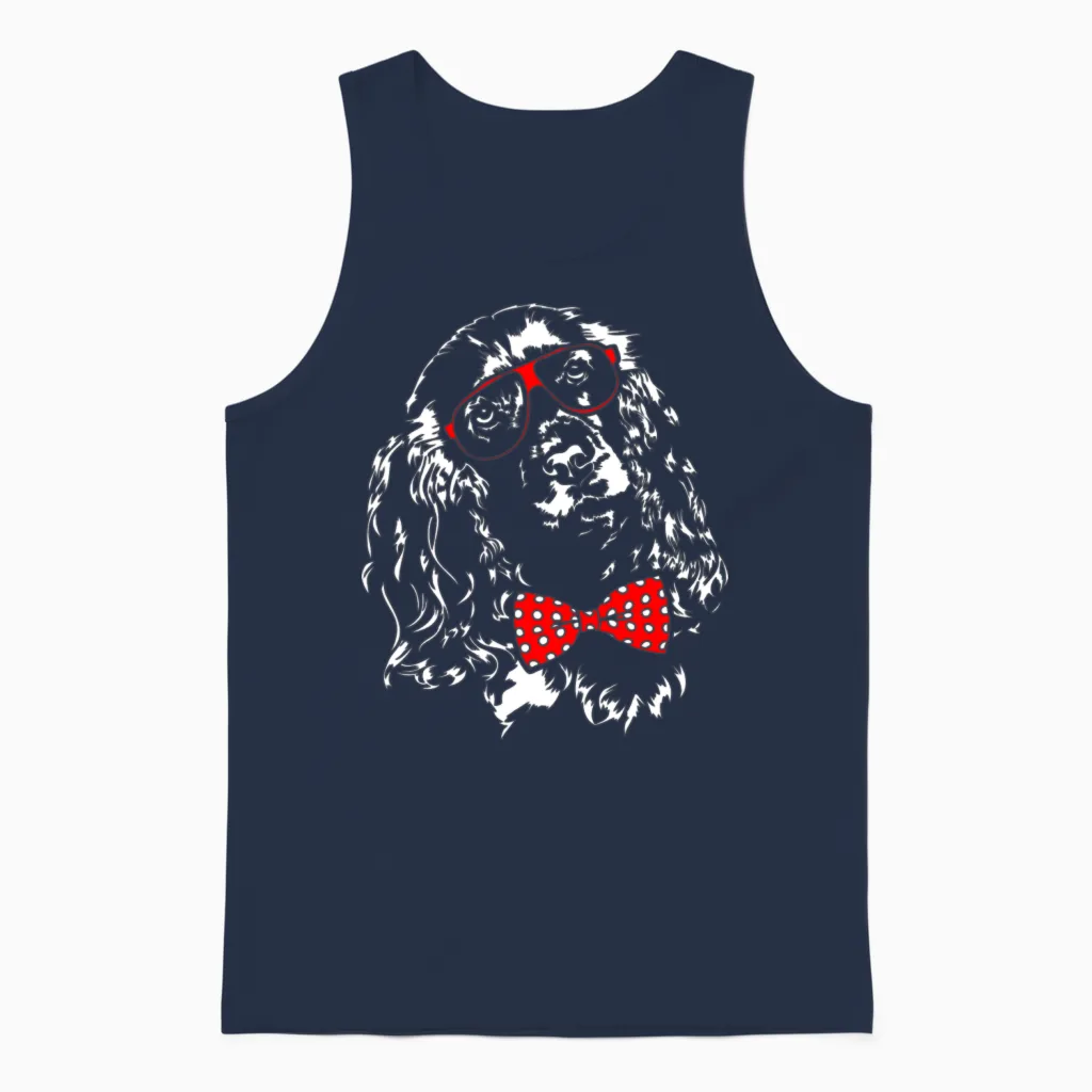 Funny Cocker Spaniel Dog Smart Dog Clever Dog Unisex Tank Top in Navy