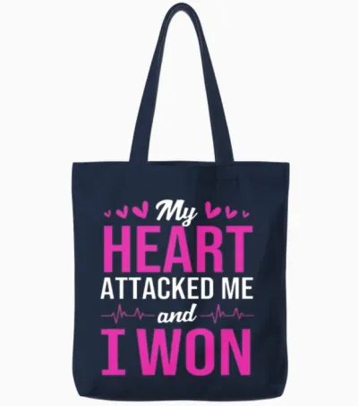 Heart Attack Survivor My Heart Attacked Me I Won Tote Bags - Navy