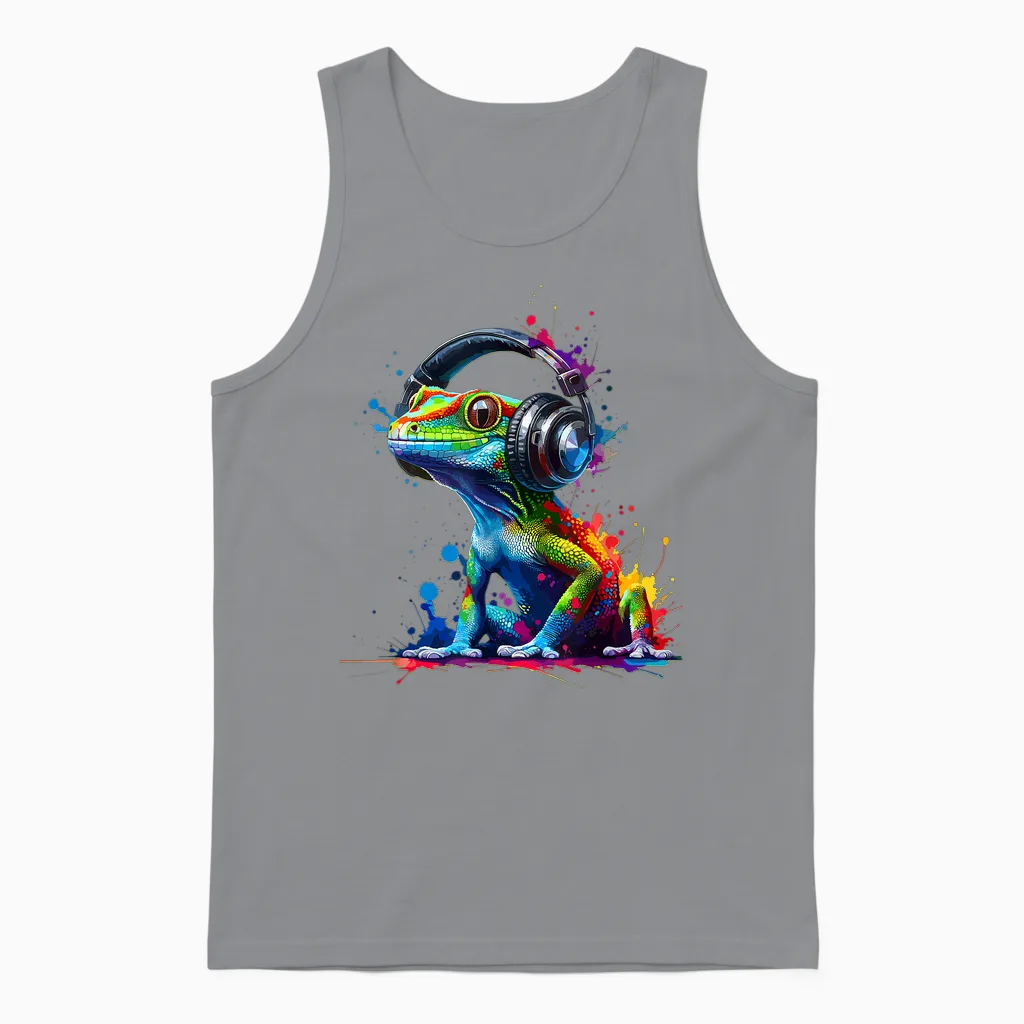 Bunte Splash-Art-Geckos. Eidechsen-Gecko-Liebhaber. Unisex Tank Top in Sport Grey