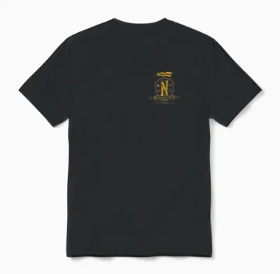 Wednesday Season 2 Nevermore Camp Outcast Left Pocket Logo Unisex T-Shirt - Black
