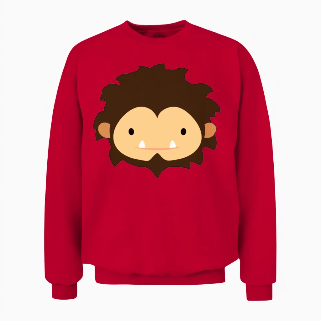 Sneaky Sasquatch Head Unisex Sweatshirt in Red