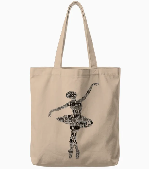 Ballerina Ballet Girls' Women's T-Shirt, White Tote Bags in Natural
