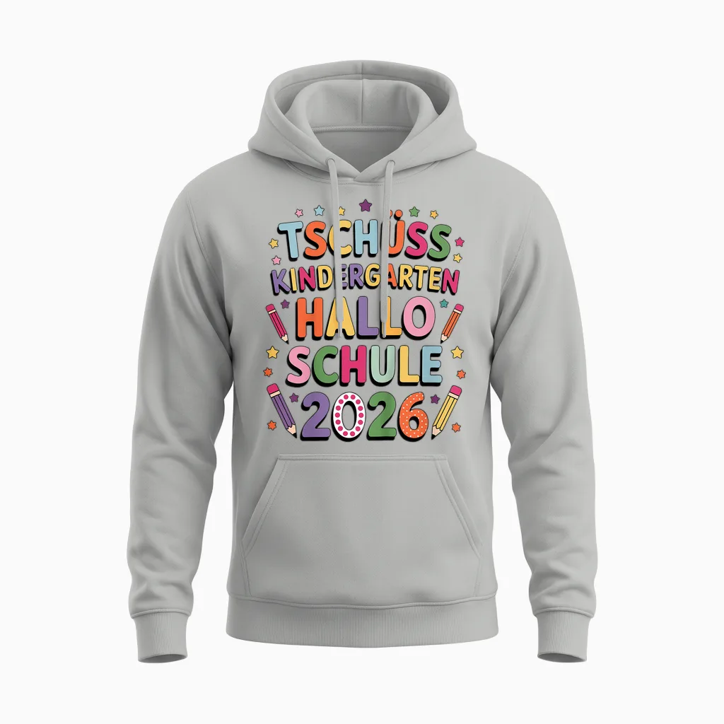 Tschüß Kindergarten Hallo Schule 2026 Kindergarten Abschluss Unisex Hoodie in Ash