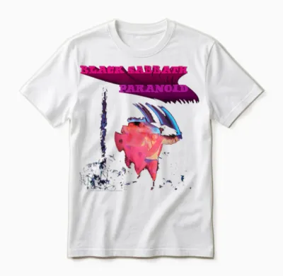 Black Sabbath Official Paranoid Motion Trails Unisex T-Shirt - White