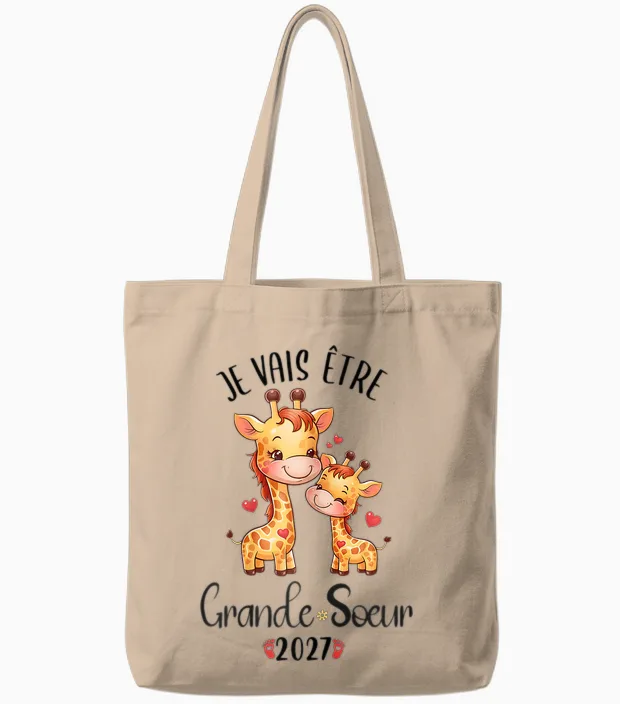 Future Grande Soeur 2027 Je Vais Etre Grande Soeur Tote Bags in Natural