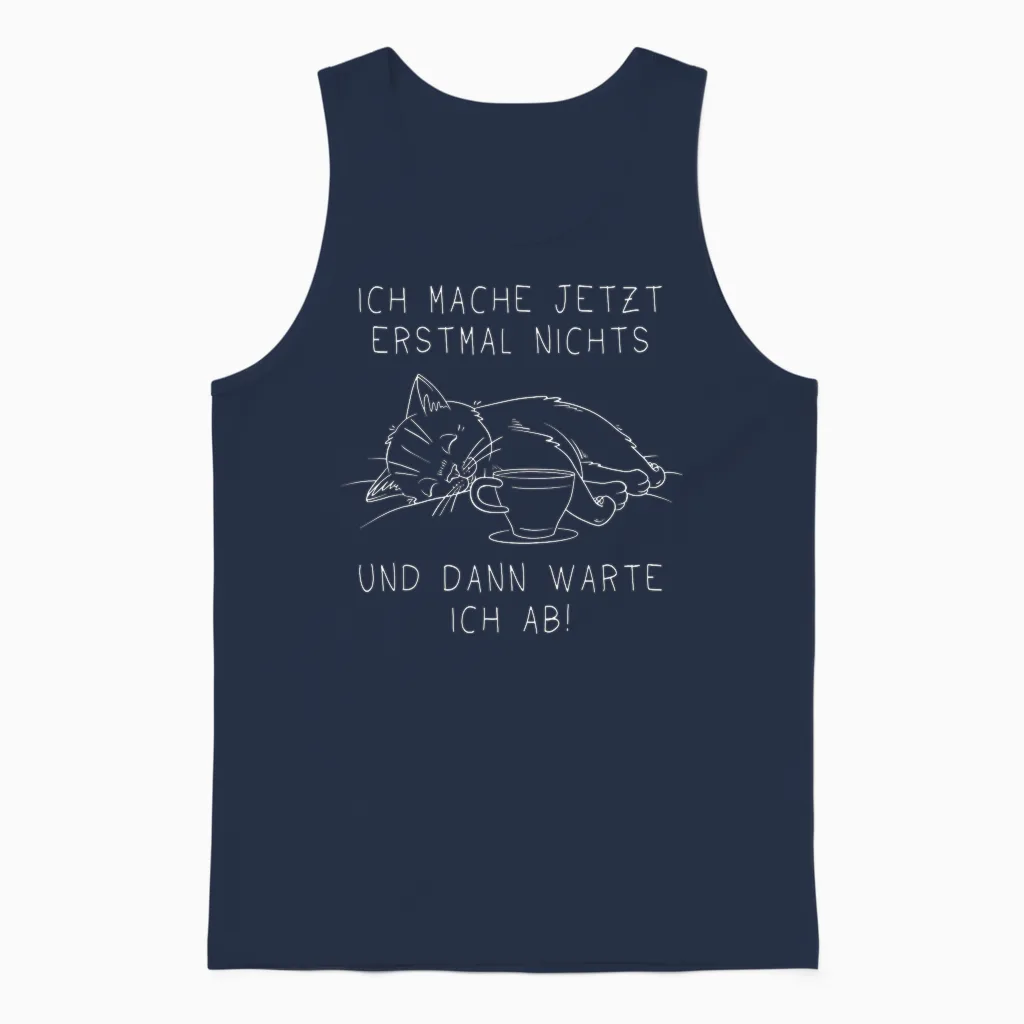 Lustige Faule Katze Spruch Prokrastination Nichts Tun Unisex Tank Top in Navy
