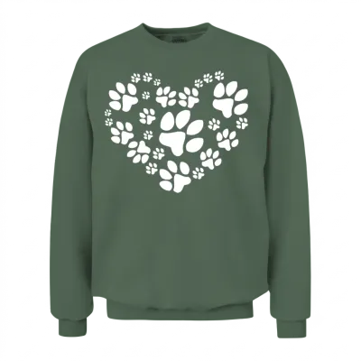 Paws Heart Unisex Sweatshirt - Military Green