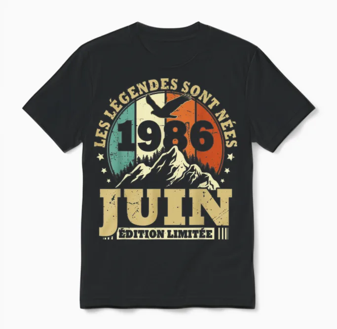 Les Légendes Sont Nées En Juin 1986 Anniversaire 40 Ans Unisex T-Shirt in Black