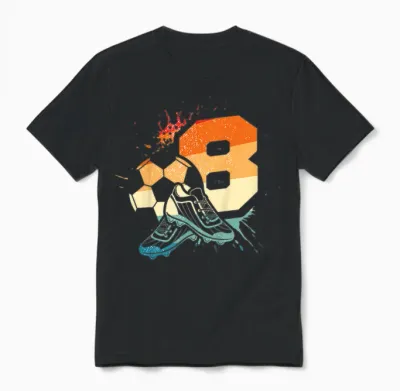 Kinder 8. Geburtstag Retro Fussball Spieler 8 Jahre Junge Kinder Unisex T-Shirt - Black