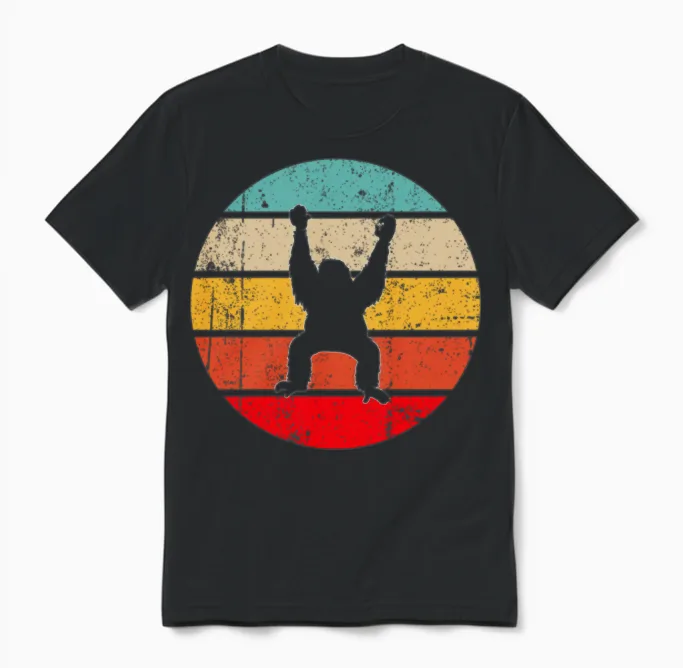 Orangutan Retro Unisex T-Shirt in Black