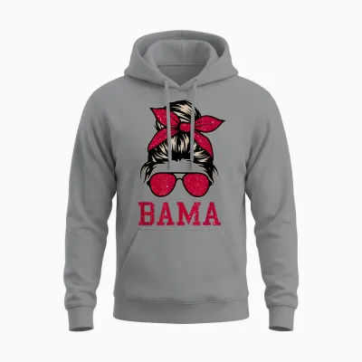 Bama Women Girl Mom Messy Bun Hair. Unisex Hoodie - Sport Grey