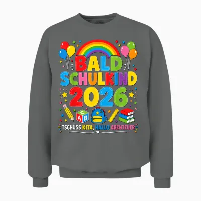 Bald Schulkind 2026 Kita Abgänger Kinder Unisex Sweatshirt - Graphite Heather