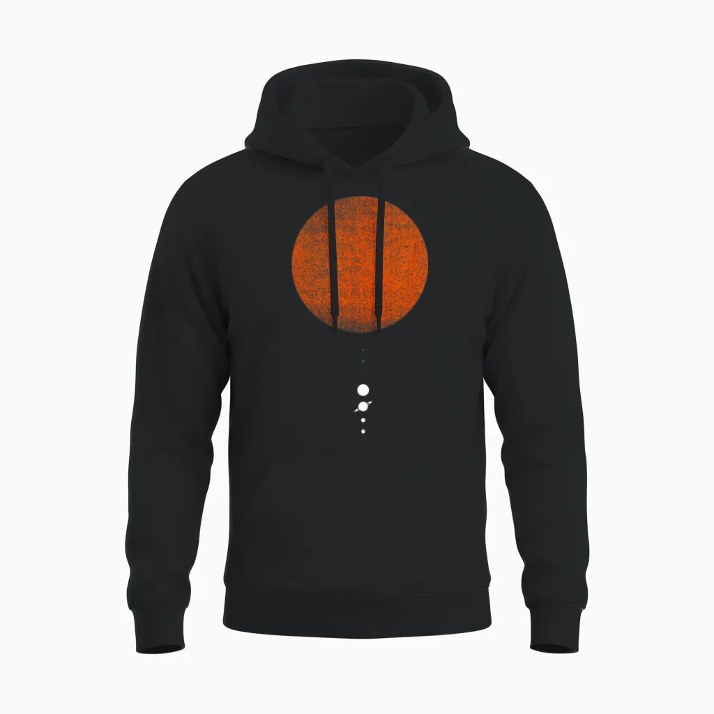 Das Sonnensystem | Minimale Designgrafik Für Das Sonnensystem Unisex Hoodie in Black