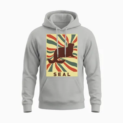 Seal Retro Vintage Unisex Hoodie - Ash