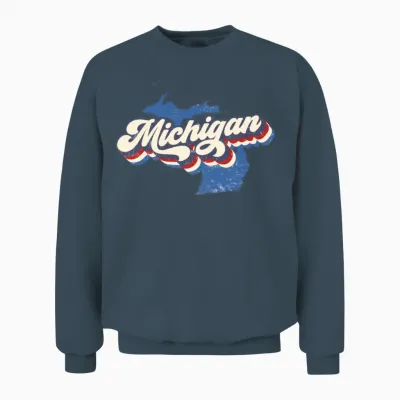 Groovy Retro Michigan Unisex Sweatshirt - Dark Heather
