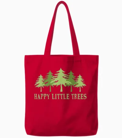Funny Happy Little Trees T-Shirt Gifts Bob Style Camping Tote Bags - Red