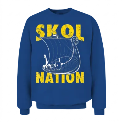 Skol Nation Distressed Viking Ship Unisex Sweatshirt - Royal