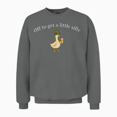 Off to Get a Little Silly Funny Goose Pun St Patrick's Day Unisex Sweatshirt - Graphite Heather