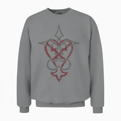 Disney Kingdom Hearts Mixed Crossed Key Dual Tone Logo Unisex Sweatshirt - Sport Grey