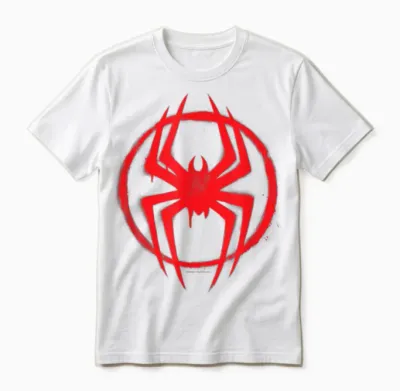 Marvel Spider-Man: Across the Spider-Verse Miles Symbol T-Shirt, Black Unisex T-Shirt - White