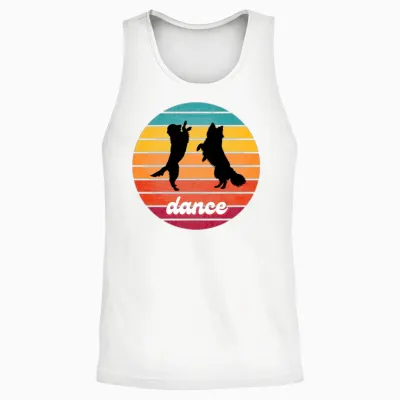 Retro Dance Dogs Unisex Tank Top - White