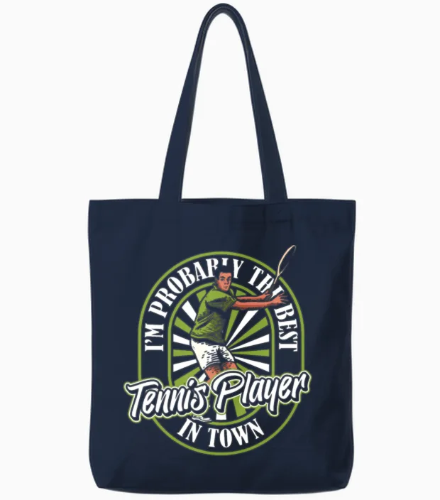 Tennis Funny Tote Bags in Navy