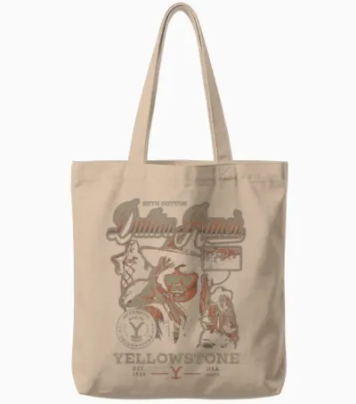 Yellowstone Iconic Beth Dutton Distressed Big Chest Tote Bags - Natural