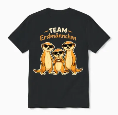Team Erdmännchen Familie Meerkat Kinder Mädchen Damen Herren Unisex T-Shirt - Black