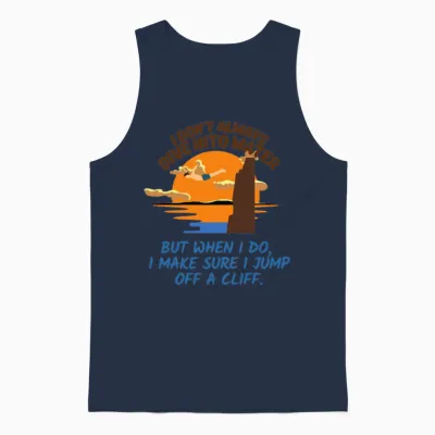 Cliff Jumping Meme Saying Unisex Tank Top - Navy