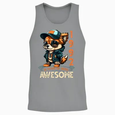 31st Vintage 1992 Puppy 31 Years Unisex Tank Top - Sport Grey