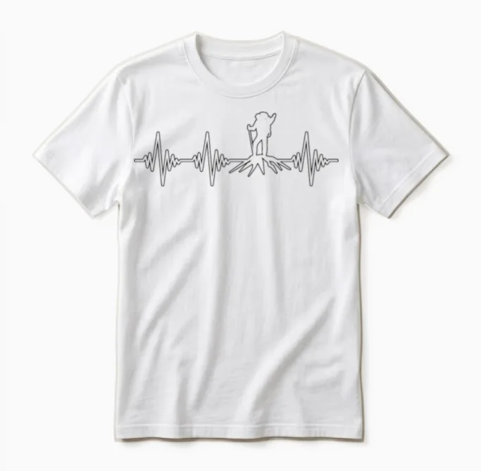 Hiking Heartbeat & Outdoors Gift Unisex T-Shirt in White