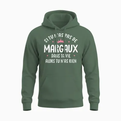 Woman Girlfriend Humour Gift Personalized Name Margaux Unisex Hoodie - Military Green